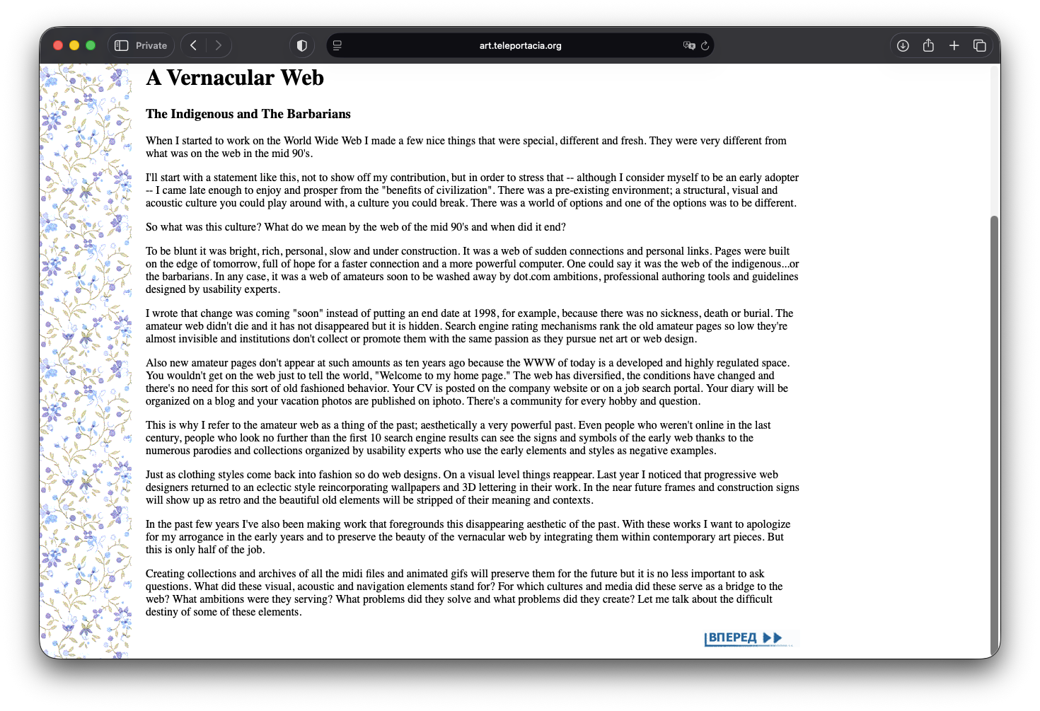 A Vernacular Web by Olia Lialina